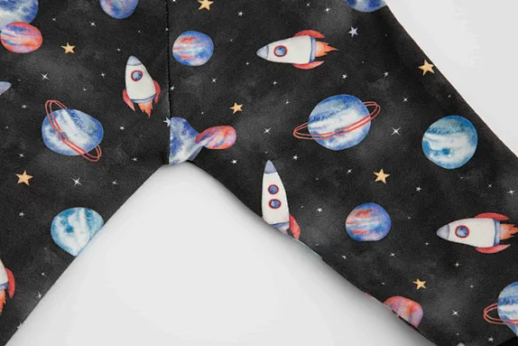 Bamboo Fiber Space Print Baby Jumpsuit with Front Zipper
